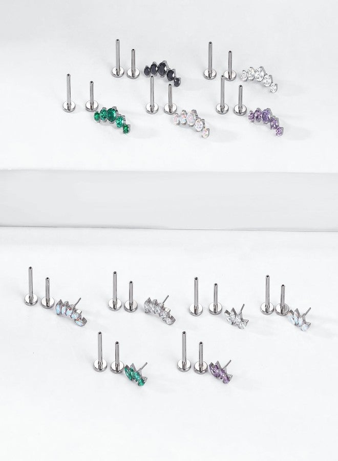 TOMIDES G23 Titanium Flat Back Earrings Studs 18g 16g F136 Implant Grade Titanium Labrets Press Fit Threadless Push In Dainty Cartilage Helix Conch Lobe Lip Tragus Piercing Jewelry (18G AB) - Image 4